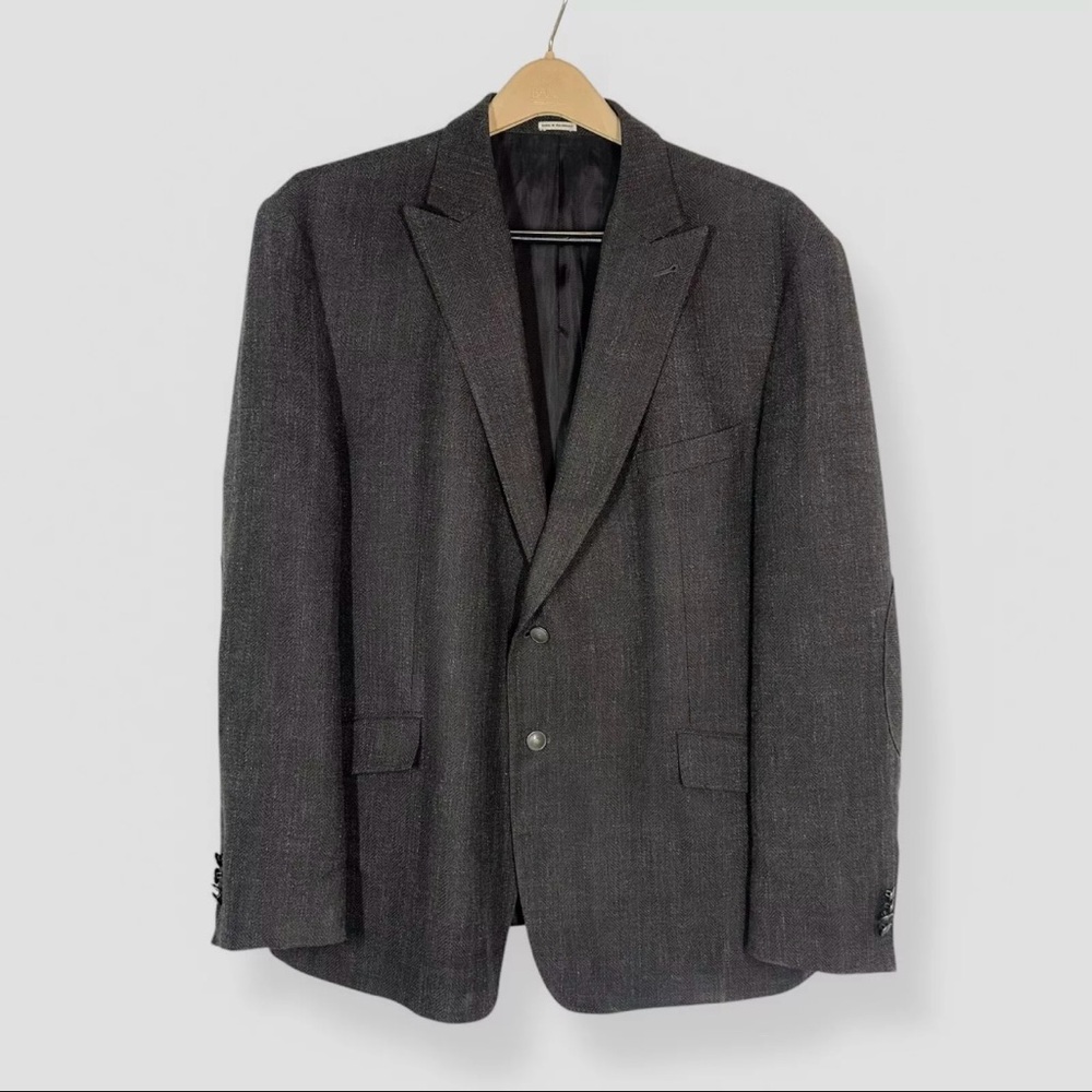 Joseph Abboud Sports Coat Size 52R Elbow Patch Brown 2 Button Jacket Casual Wool